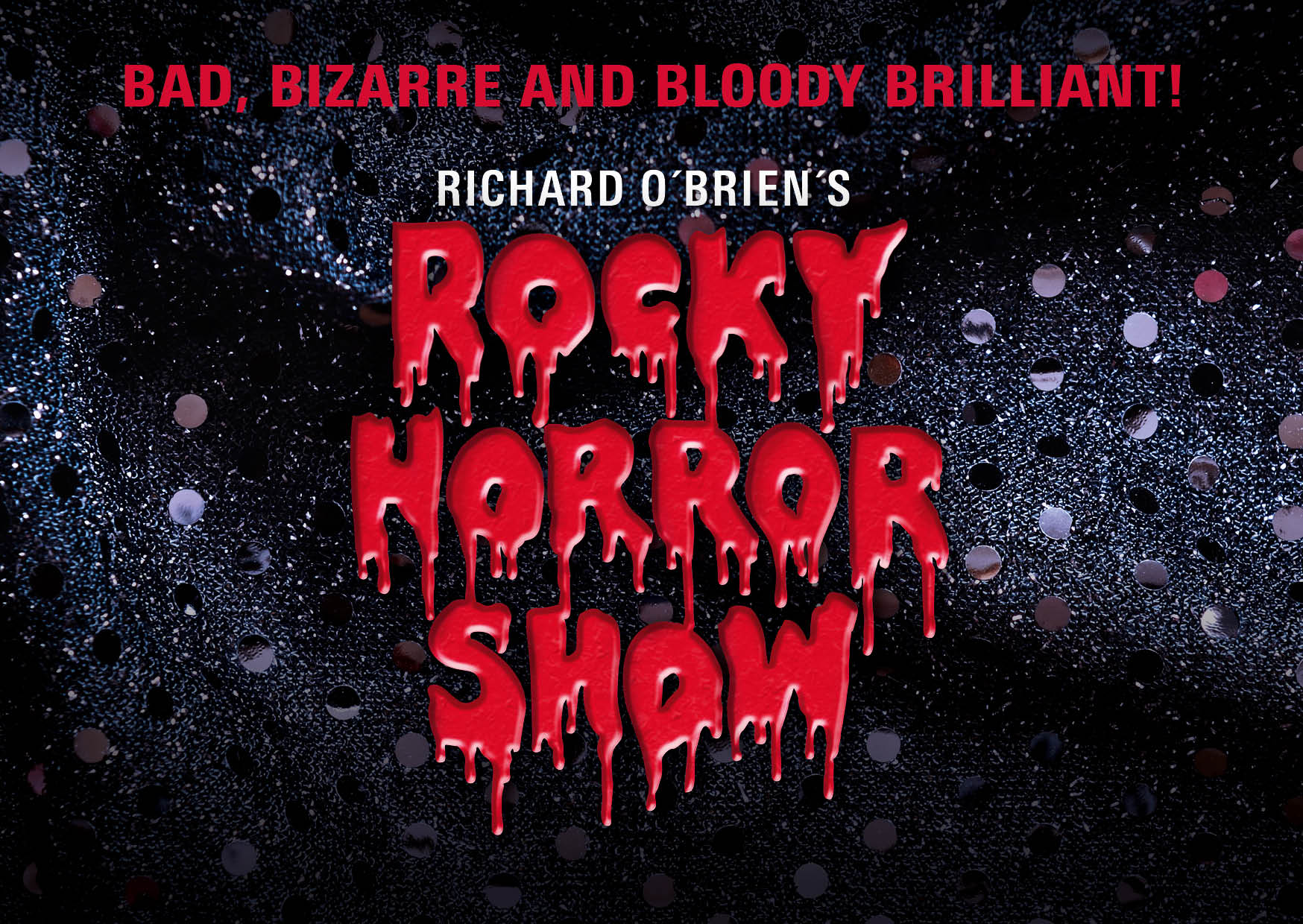 Plakat mit blutroter Aufschrift Rocky Horror Picture Show