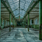 Alte Wollfabrik, die lange Halle mit spitzem Glasdach