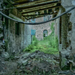 Ein Blick ins Freie aus der Fabrikhalle